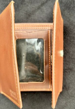 Tri-Fold Leather Wallet Open