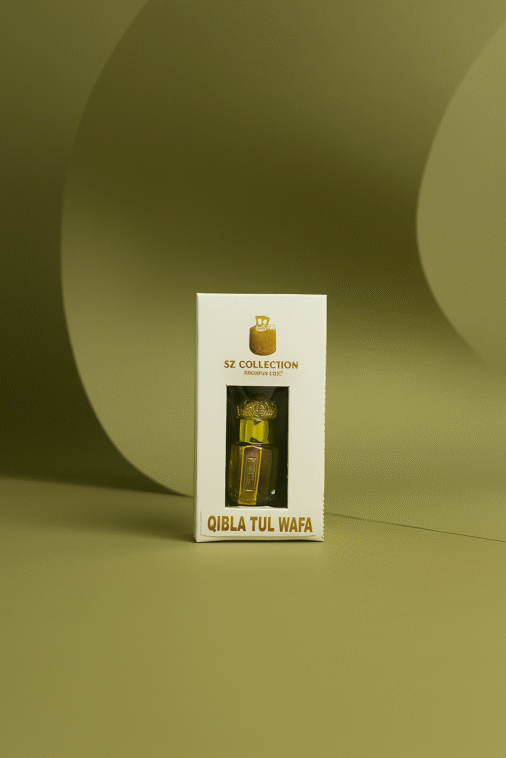 Premium Qibla Tul Wafa attar by SZ Collection with Conematic background