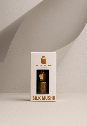 Premium Silk Mushk attar by SZ Collection with Conematic background