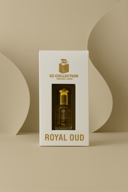 Premium Royal Oud attar by SZ Collection with Conematic background